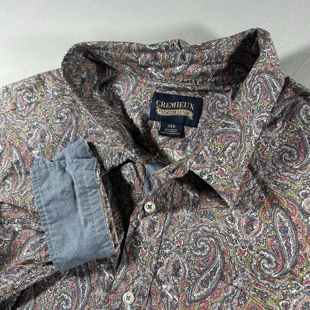 Mens Cremieux Premium Paisley Flip Cuff Button Down Shirt 3XB  Cotton Stretch